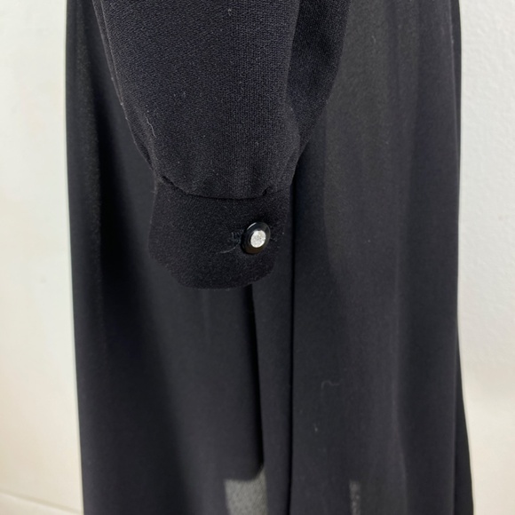 Vintage 80s Black Cocktail Dress Large Silver Beaded Drape Front Evening Formal - Picture 8 of 15